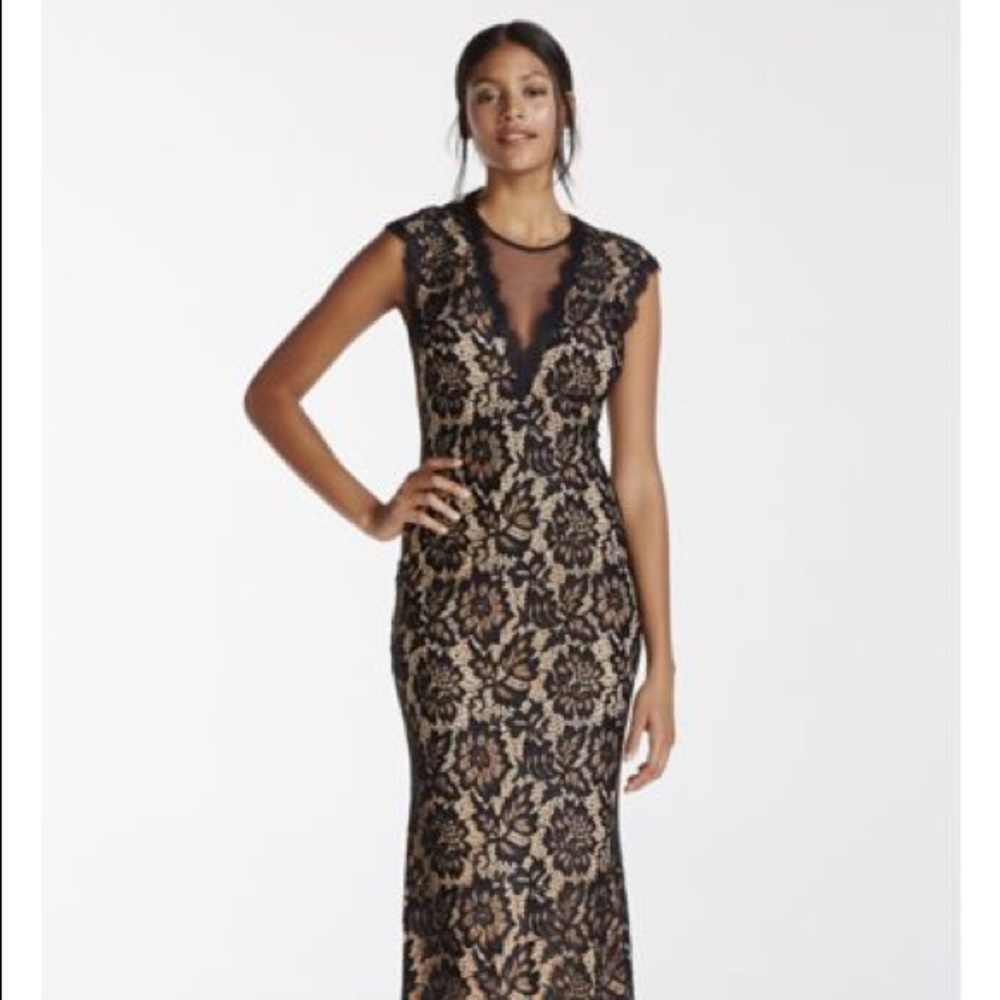 AQUA Black Lace Dress with open back